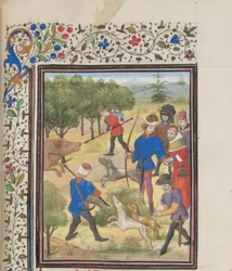 John II Comnenus, bysantinsk kejsare vid jakten. Miniatyr från Historia av William av Tyrus, 1460-talet