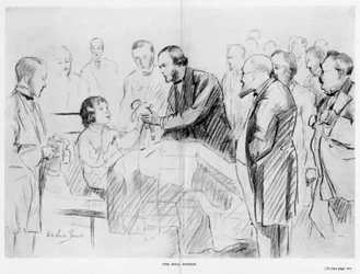 Joseph Lister, engelsk kirurg, på sin avdelningsrunda i Glasgow Royal Infirmary, c1867 1927