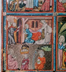 Josef och Potifars hustru och Josef i fängelse tolkade drömmar, 1300-talet