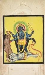 Kali står på Shiva, 1800-talet.