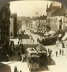 Karl Johansgatan, W.N.W. till det kungliga slottet, Christiania, Norge, c1905.