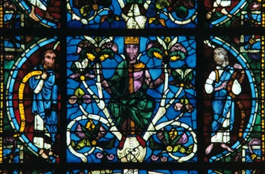 King David, målat glas, Chartres Cathedral, Frankrike, 1145-1155