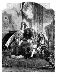 Kung James II tar emot den franska mutan, c1902