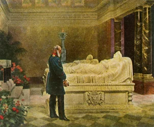 Kung Wilhelm I vid sina föräldrars grav den 19 juli 1870, 1936.