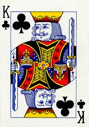 King of Clubs från en kortlek med Goodall & Son Ltd.-spelkort, c1940