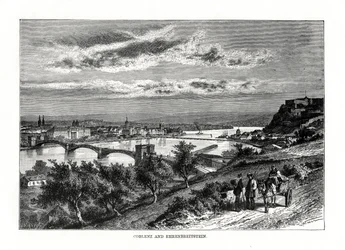 Koblenz och Ehrenbreitstein fästning, Tyskland, 1879