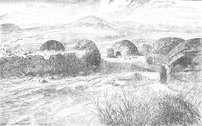 Kraal där prins Louis Napoleon och hans parti sadlade av och blev beskjutna, c1880