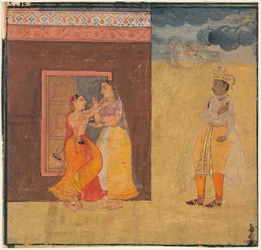 Krishna Abhisarika Nayaka, från det Rasikapriya-manuskriptet, ca. ೧೬೧೫- ೨೫.