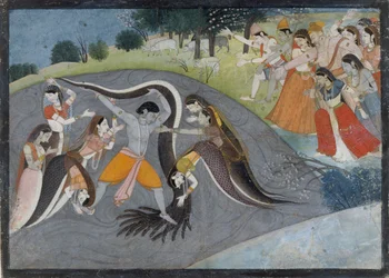 Krishna Subadung Kalia, The Snake Demon: Folio from a Bhagavata Purana Series, ca. 1785.