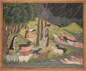 Krishna kallar på korna, ca. 1780-1790.