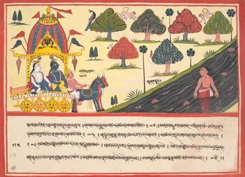 Krishna och Balarama vid en flod: sida från en dispersed Bhagavata Purana..., 1840.