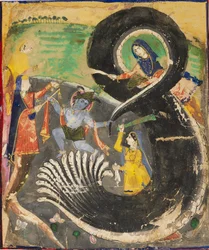 Krishna and the naga Kaliya, 1800-talet