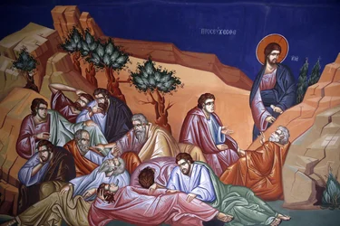 Kykkos kloster, Cypern. Jesus med sina lärjungar i Getsemani, 20150510, Pedoulas, Cypern