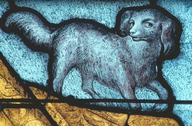 La Ferté-Bernard, hund / målat glas 1400-talet