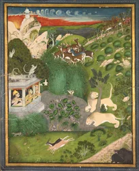 Damer som skjuter från en paviljong, ca. 1810.