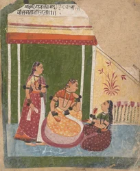 Ladies in a Pavilion... från a Dispersed Ragamala Series Garland of Musical Modes, ca. 1640-50.
