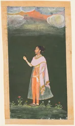 Lady som håller en blomma, ca. 1670-80-talen.