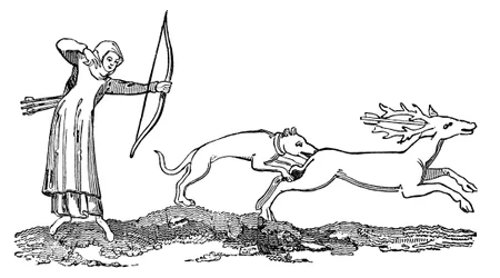 Damjakt med en hund, 1300-talet, 1833