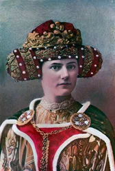Damens huvudbonad, 1300-talet, 1910