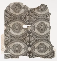 Lampas med motställda påfåglar, 1660-1955