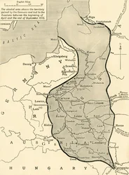 Land tagit av Tyskland från Ryssland, första världskriget, 1915, c1920.