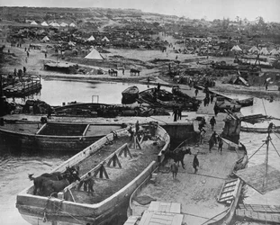 Landningsstranden vid Sedd el Bahr, när brittiska trupper anlände till halvön, 1915