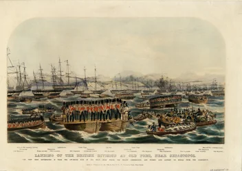 Den brittiska divisionens landstigning vid Old Fort, nära Sevastopol, 1854
