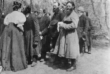 Godsägare hälsning på påsk till sina bönder, Ryssland, 1890-talet