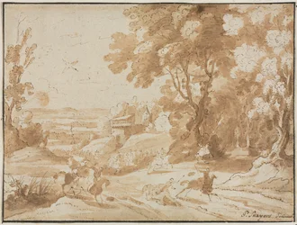 Landskap med ryttare, 1600-tal.