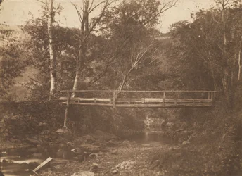Landskap med träd och bro, ca. 1850.