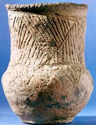 Senneolitisk keramisk bägare, tidig bronsålder, europeisk, c4000 f.Kr.