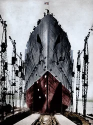 Lansering av Cunard-fartyget "Queen Mary", 1934 1935.