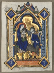 Leaf excised from a Psalter: Flight Into Egypt, c. 1260.