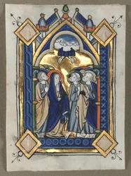 Leaf excised from a Psalter: The Ascension, c. 1260.