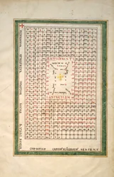 Blad från ett Beatus-manuskript: Antikrists bord, ca. 1180.