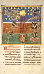 Blad från ett Beatus-manuskript: vid Clarion of the Fifth Angels Trumpet..., ca. 1180.