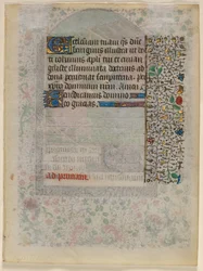 Blad från en timbok: Text verso, ca. 1430.