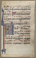 Blad från en korbok: Bebådelse till Zacharias, c1265.