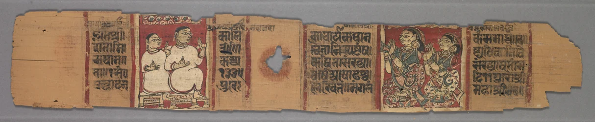 Blad från ett Jain-manuskript: The Story of Kalakacharya: Text recto, 1278.