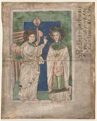 Leaf from a Psalter: Annunciation, tidigt 1200-tal.