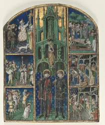 Blad från hertig Ludvig av Savojens timmar: heliga Nereus och Achilleus, mitten av 1400-talet.