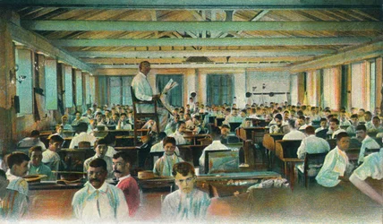 Lektorläsning för cigarrrullar, Cigarrfabriken, Havanna, Kuba, 1910-talet
