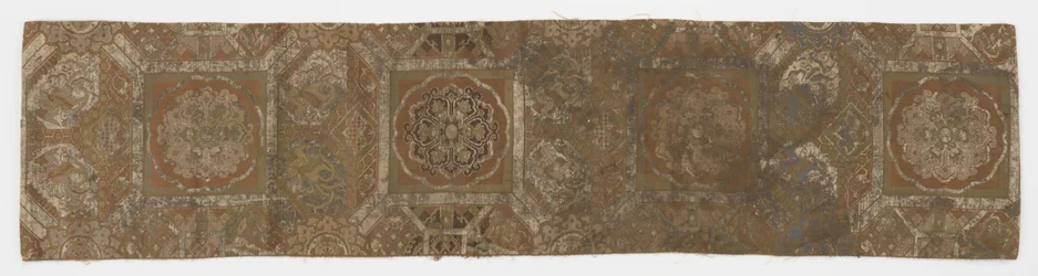 Längd av fodrad textil, fragment från en obi, Edo-period, 1700-tal.