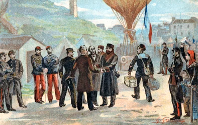 Leon Gambetta, fransk politiker på väg att fly från det belägrade Paris, fransk-preussiska kriget, 1870