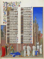 Les Très Riches Heures du Duc de Berry, Folio 72r - Processionen av Saint Gregory