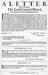 Brev från general Monck till talmannen för underhuset, 1659 1903