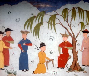 Li-ta-chih och Maksun, presenterar historieböcker för Uljaytu, c1300-1400-talet