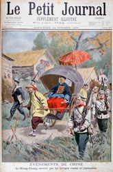 Li Hung-chang eskorterad av ryska och japanska trupper, Kina, 1900