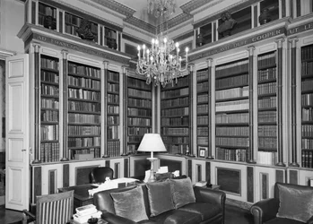 Bibliotek, British Embassy Hotel de Charost 39 Rue de Faubourg Saint Honore, Paris, Frankrike, 1964