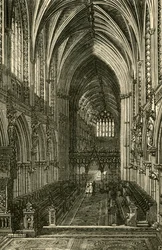 Lichfield Cathedral Interiör, tittar västerut, 1898.